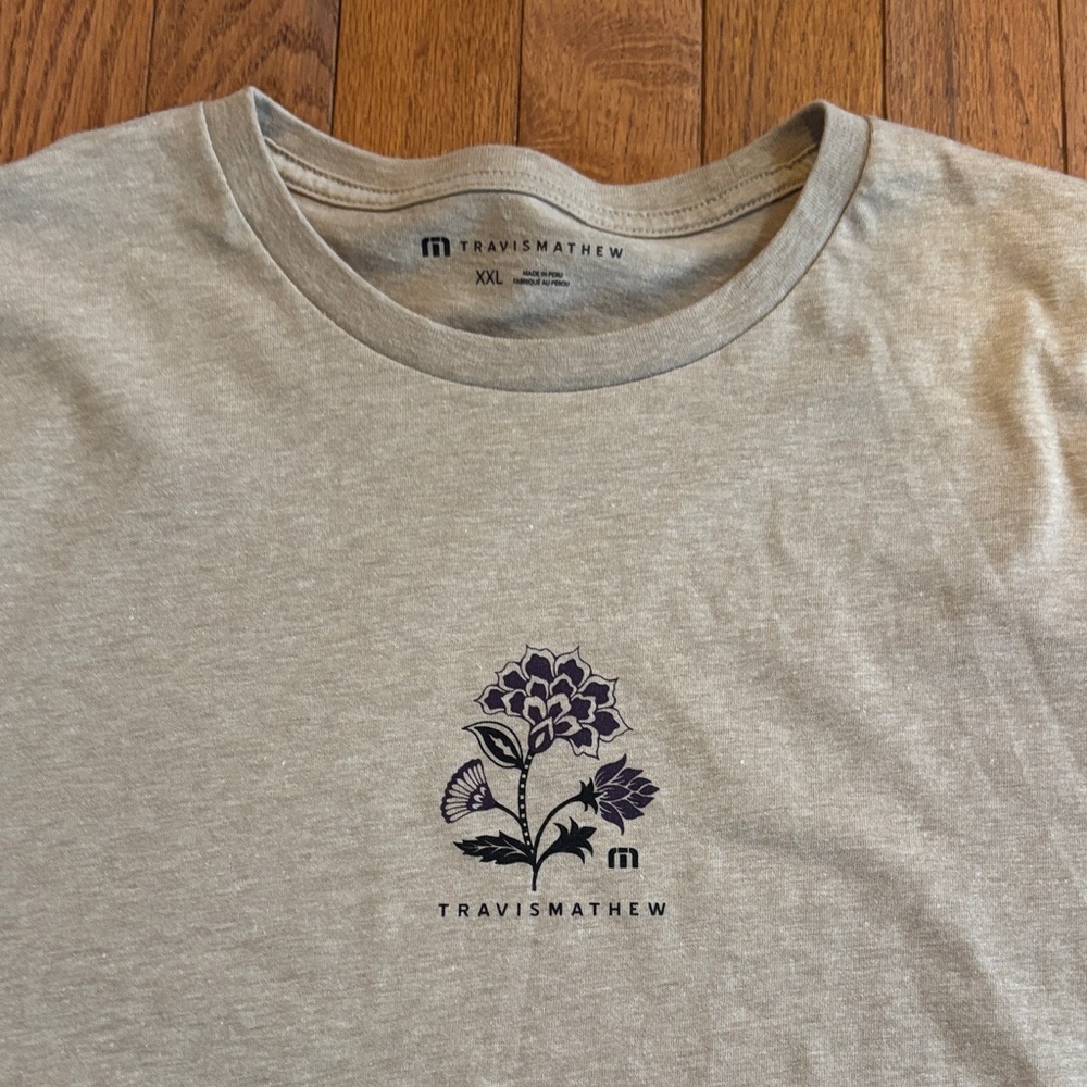 Travis Mathew Tan Tee with Floral Graphic